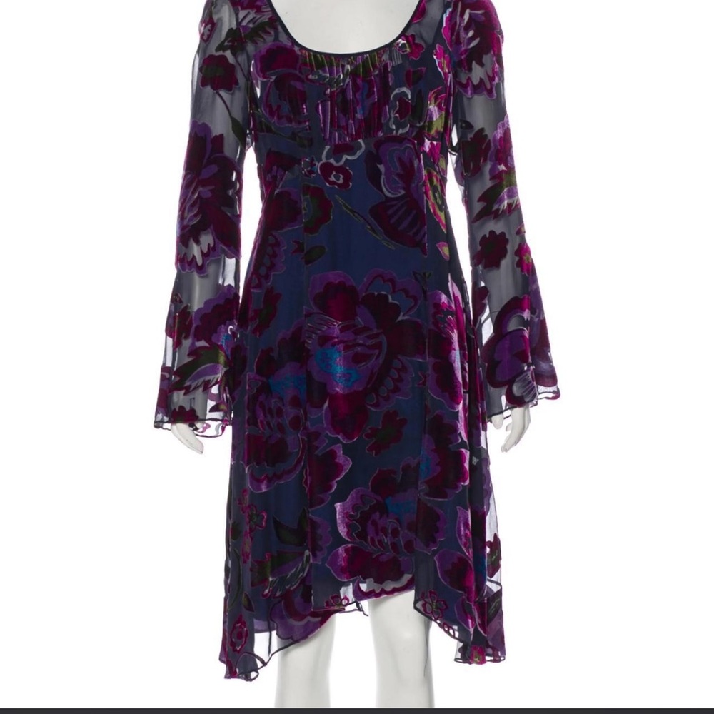 Nanette Lepore Purple Floral Long Sleeve Dress
